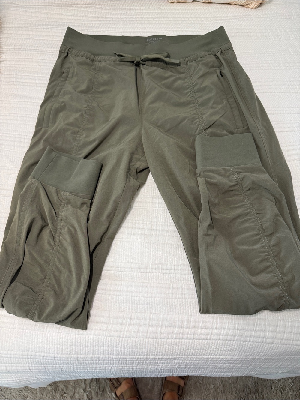 Athleta Attitude Olive Green Performance Jogger with Zip Pockets